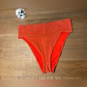 Aerie Orange Shimmer High Waist Bikini Bottom